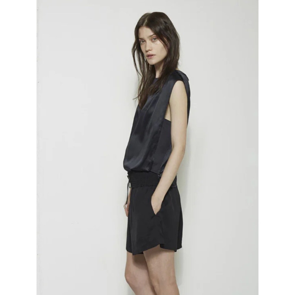 Acne Studios Rasa Satin PUS14 Black 100% Silk Sleeveless Shell Top EU 38‎